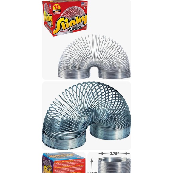 2x Slinky Original Metal Walking Fidget Spring Toys 75th Anniversary Edition - Picture 2 of 5